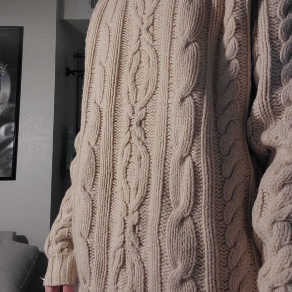 J. Crew Cable Knit Sweater 100% Lambs Wool (XL) - Picture 7 of 7
